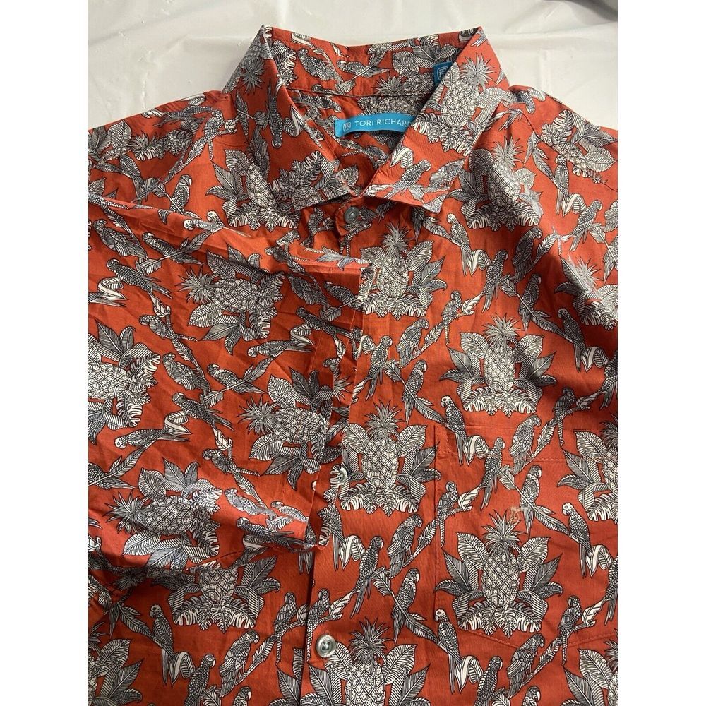 Tori Richard Brick Red Tropical‎ Button Down Shirt-Size XL-Excellent Condition